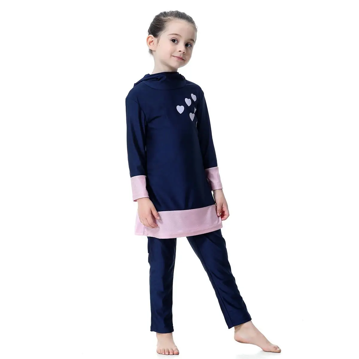 Cute Muslim Kids Girl Full Cover Swimwear Islamic Long Sleeve Arab Modest Swimsuits Swim Clothes Beachwear Children Suit Set New