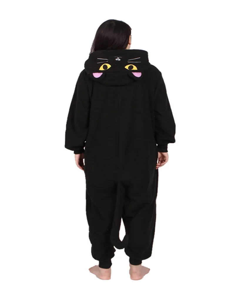 Animal Onesie Winter Warm Animal pigiama Paw Shoe Black Night Cat Cosplay Costume Pijama