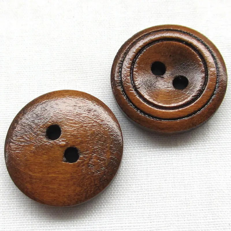 50pcs 18mm Brown Wood Wooden Button 2 Holes Craft Clothe Sewing Decor