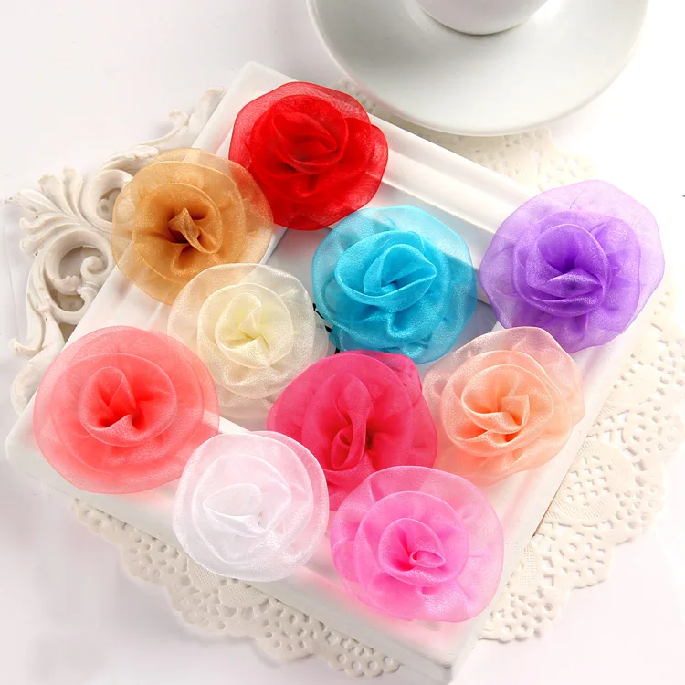 60pcs mix color Rosette Rolled organza 2