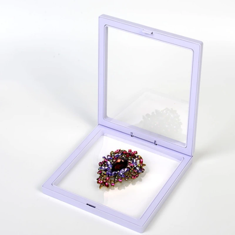 180pcs/lot 160*160*20mm Size PET Membrane box Holder Floating Display Case Earring Gems Ring Jewelry Suspension Packaging Box