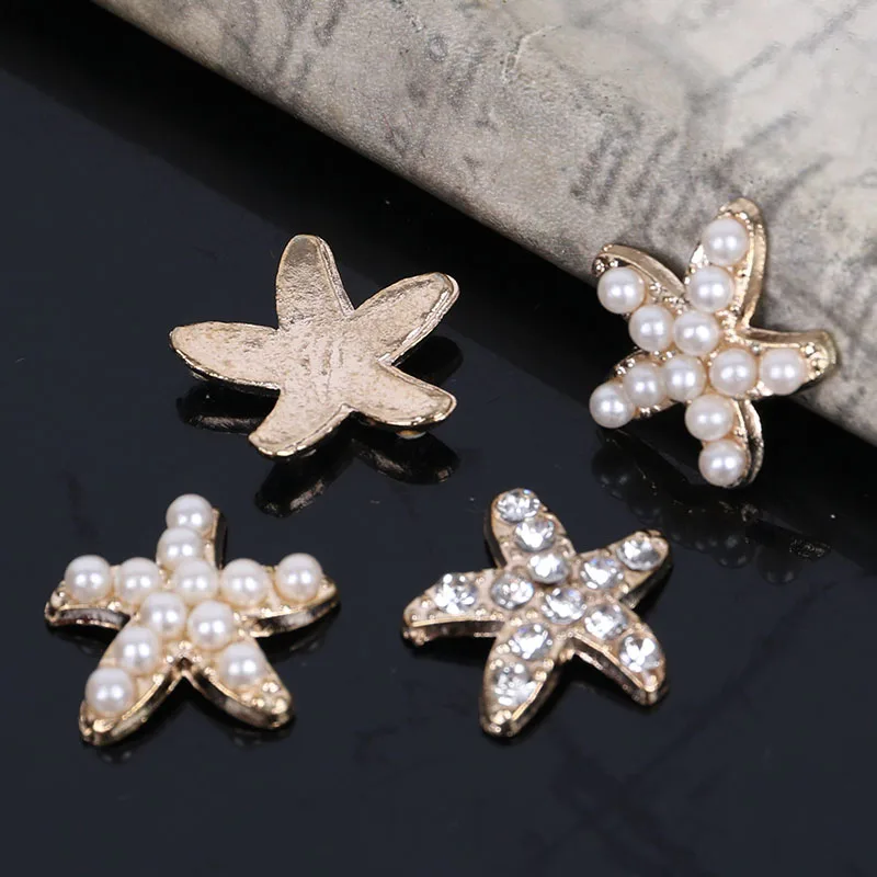 2016New 100Pcs Alloy Star Starfish Buttons/Buckle for DIY Hair and Phone Case Accessories ZJ170