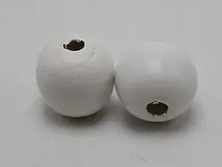 25 White Round Wood Beads 20mm Large Wooden Beads