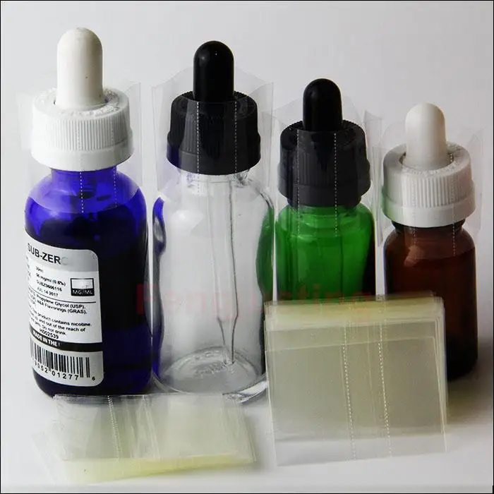 Heat PVC Shrink wrap seals just for the caps of the 10ml 15ml 30ml 50ml e-liquid e-juice Glass dropper Bottles clear shrink wrap