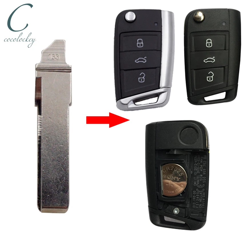 Cocolockey Car Key HU66 Uncut Blade Remote Key Blank Shell for Volkswagen VW Golf 7 GTI MK7 For Skoda Octavia A7 Flip Key