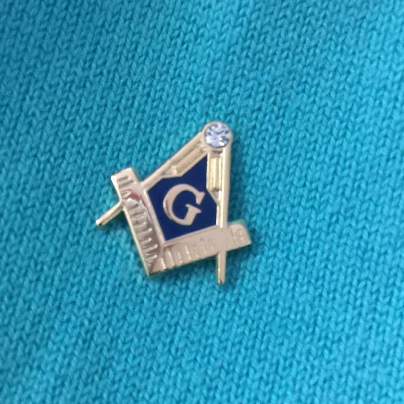 50pcs 18mm Tall Blue Lodge Clutch back Square and Compass with G Rhinestone free masons pins Masonic Freemason Lapel Pin badge