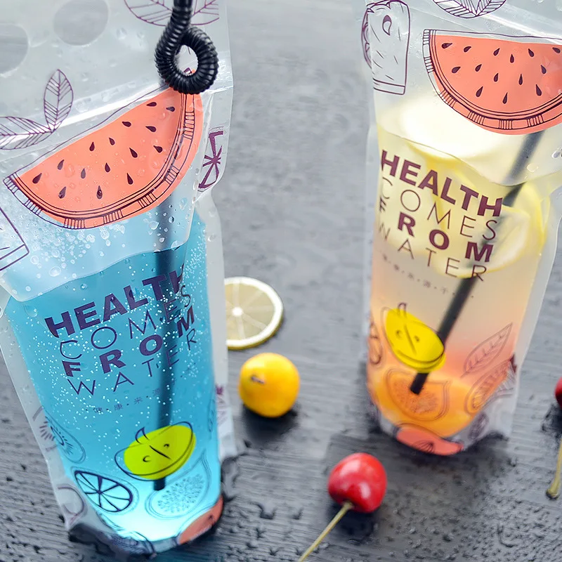 500ml Transparent Self-sealed Plastic Beverage DIY Summer Drink  Container Drinking Bag Fruit Juice Food Storage party Drink bag