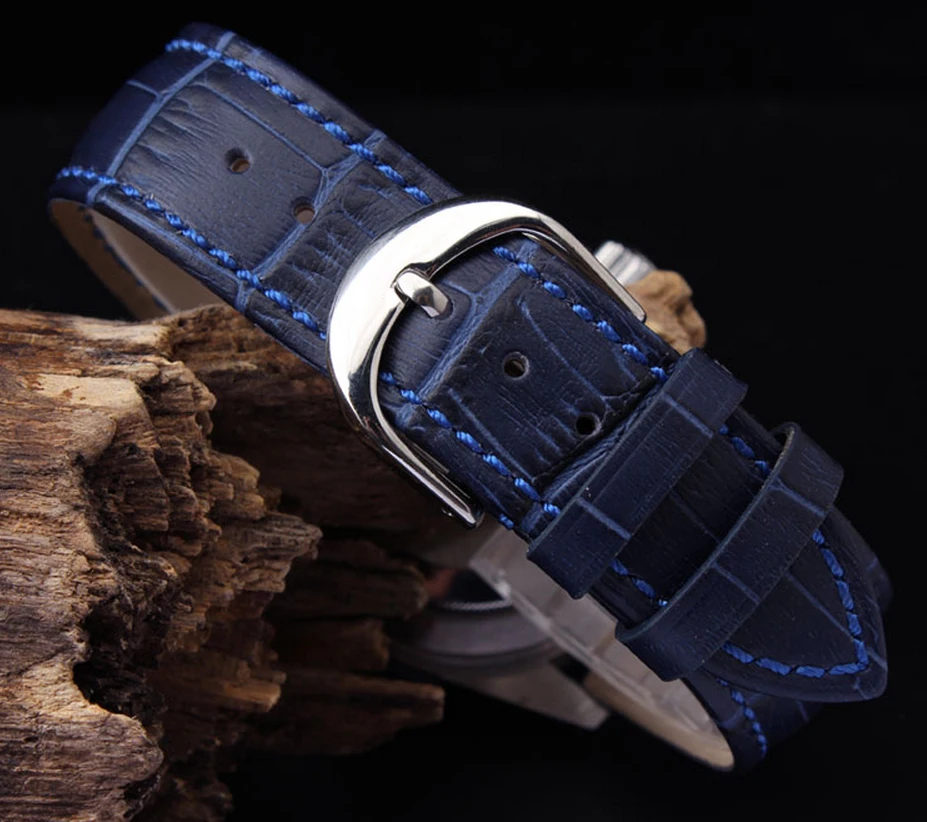 Watch band 12mm 14mm 16mm 18mm 20mm 22mm Mens Womens Dark Blue 100% Genuine Crocodile cowhide Watch Strap Band Bracelets