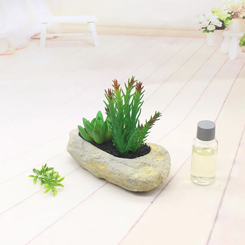 

Simulation of potted plants Tabletop Artificial Potted set Stone Vase Indoor greenery succulents plants wedding Home decoration