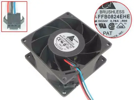 

Delta Electronics FFB0824EHE R00 DC 24V 0.75A 80x80x38mm 3-Wire Server Cooling Fan