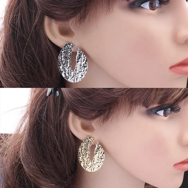Big Gold Statement Water Drop Earrings Jewelry for Women Punk Vintage Gold Silver Color Geometric Metal Hanging Dangle Earring