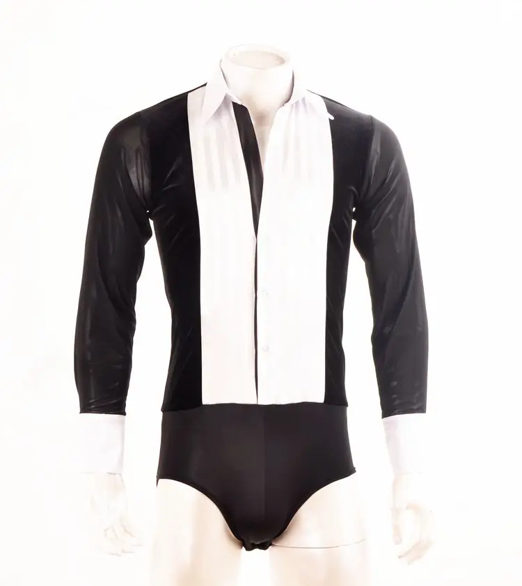 

Latin dance modern dance velvet main fabric long sleeved bodysuit shirt men MS15002