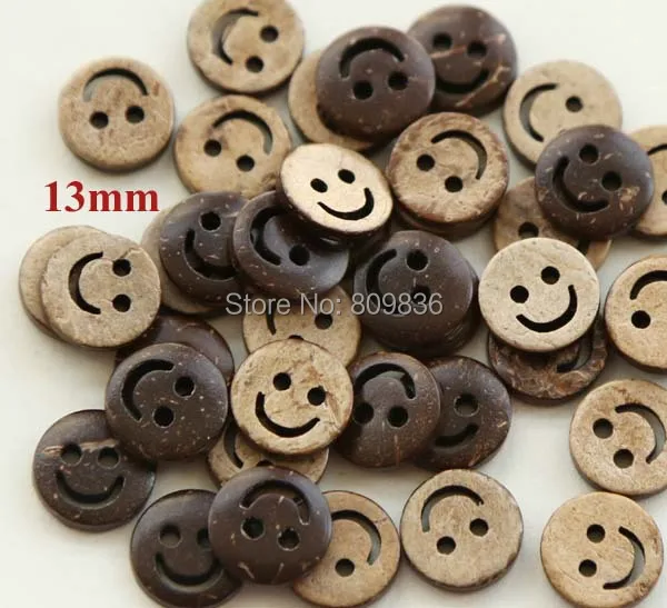 50pcs/lot Size:13mm New Smile Natural Coconut Buttons Accssories Sewing Wooden Button (ss-1183-439)