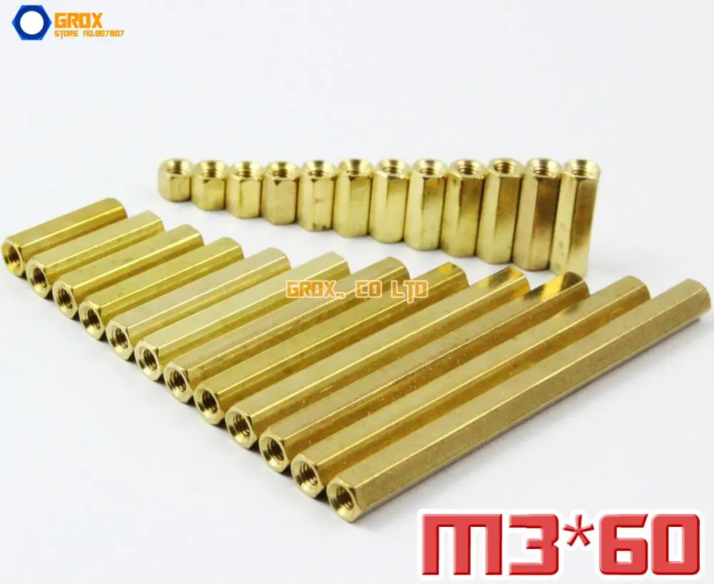 

20 Pieces Brass M3 x 60mm Female PCB Motherboard Standoff Spacer