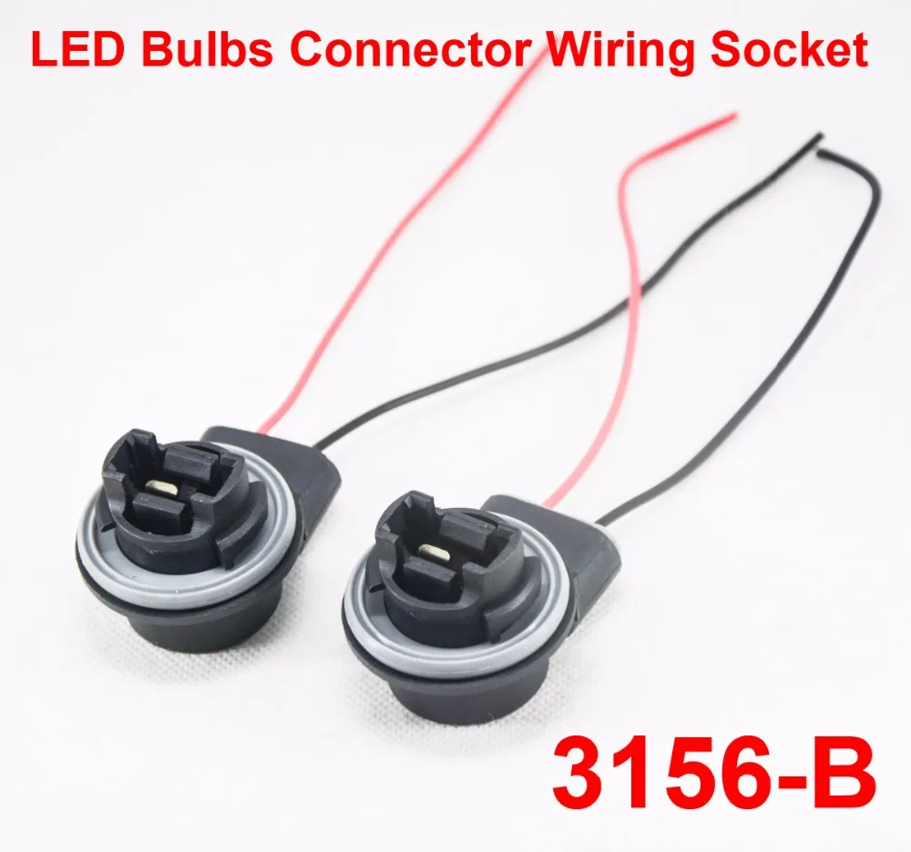 

2PCS 3156 3156-B LED Bulbs Holder Socket Wire Connector Extension Reverse Stop Harness Line 1156 1157 3157 7440 7443 BA15S BA15D