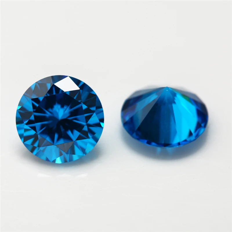 Size 3.0~10mm Dark Sea Blue Color CZ Stone AAAAA Round European Machine Cut Synthetic Gems Cubic Zircon