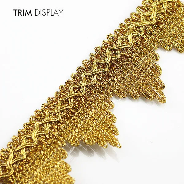 5Y Metallic Gold Trim Embroidered Applique Polyester Braided Lace Ribbon Trims Scrapbooking Sewing for Belt Trimming