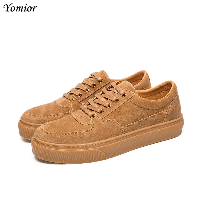 Yomior 2019 New Brand Real Cow Leather Men Casual Shoes Vintage School Lace-Up Loafers Flats Dress Sneakers Driving Shoes