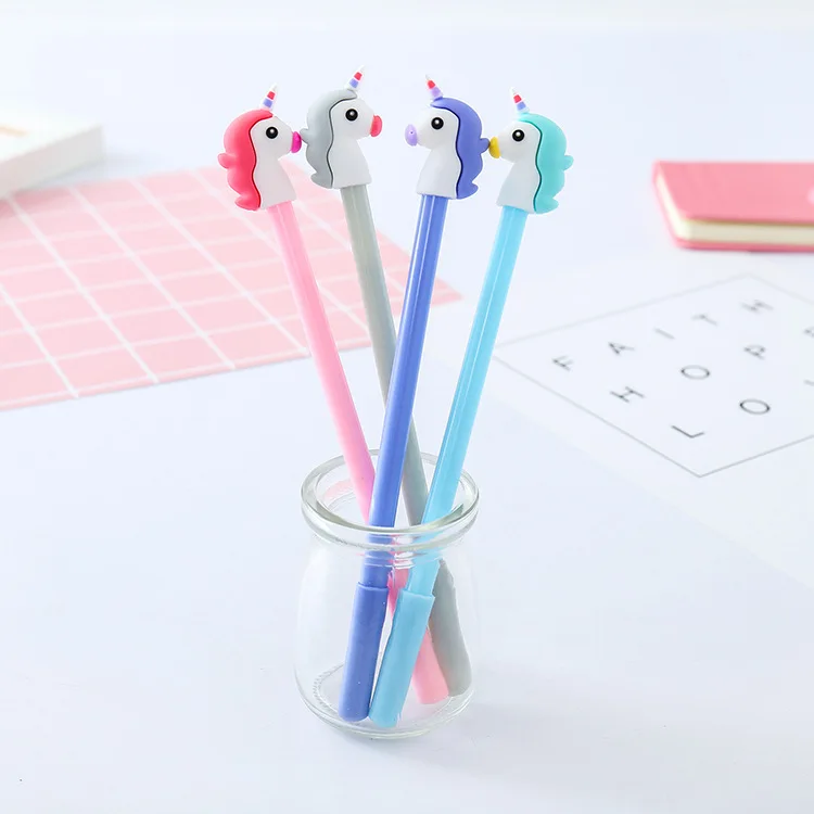 40 Pcs Creative Cartoon Horse Head Modeling Neutral Pen Cute Student Stationery 0.5mm Black Signature Pen Wholesale Stationary