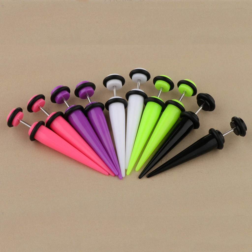 MagiDeal 10Pcs 18G Fake Cheater Ear Taper Stretcher Plugs Stretching Tunnels image 5