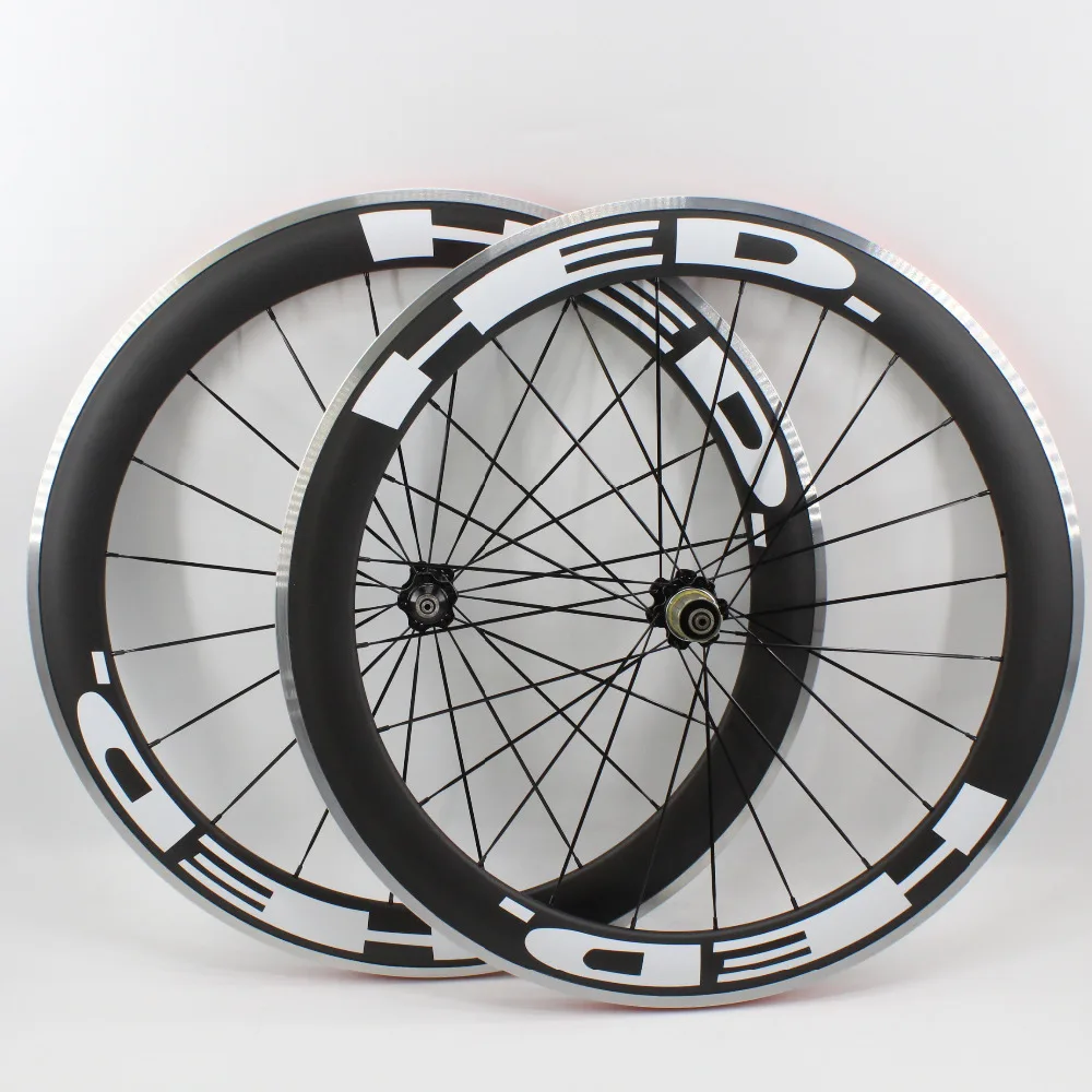 1 para nowych 700C 60mm clincher rim Road bike matt UD carbon rowerowy zestaw kołowy z aluminiowy hamulec szaszłykami aerodynamicznymi