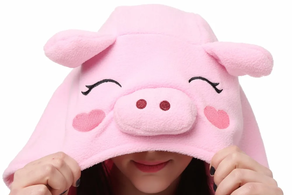 Erwachsene Polar Fleece Rosa Schwein Kigurumi Frauen Cosplay Kostüm Männer Cartoon Tier Onesies Pyjama Halloween Karneval Party Overall