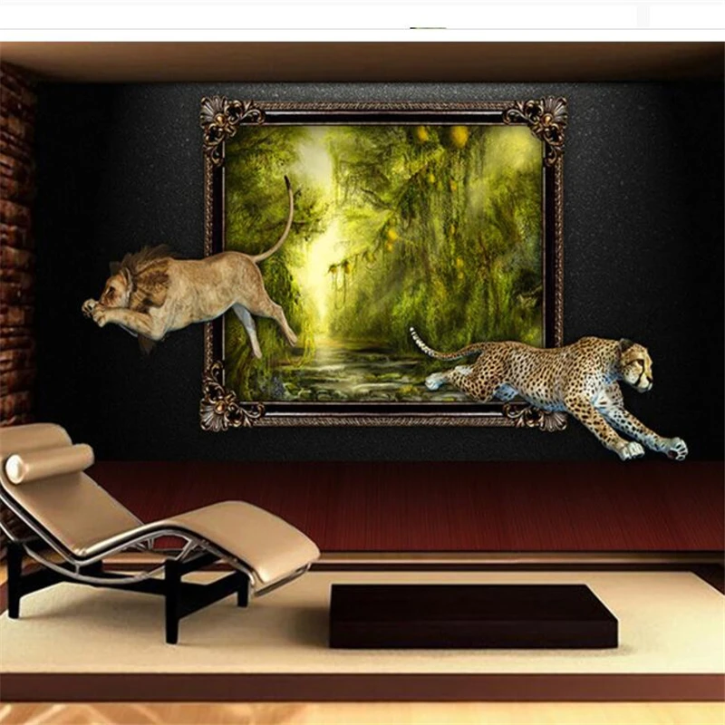 

wellyu papel de parede para quarto Custom wallpaper Modern style forest landscape painting 3d stereo animal background wall