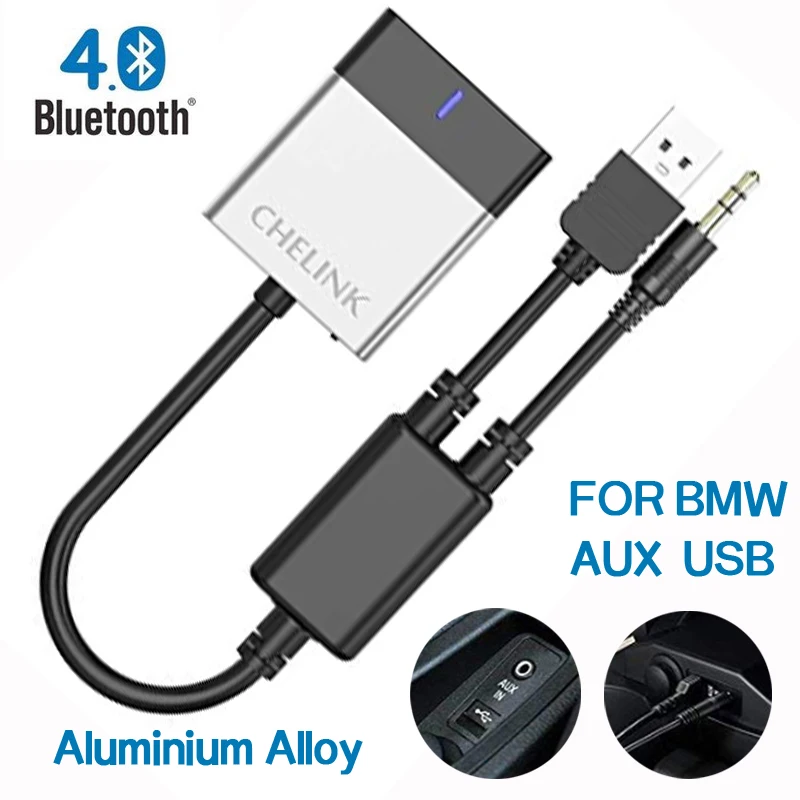 

CHELINK Handsfree AUX Bluetooth Car Kit AMI/MDI/MMI Audio Interface Adapter Car Bluetooth Auto with USB Jack 3.5 Cable for BMW