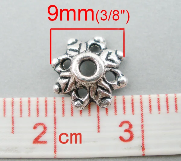 DoreenBeads 150 шт. Серебристые цветные колпачки из бисера 8x3 мм (B01791), yiwu