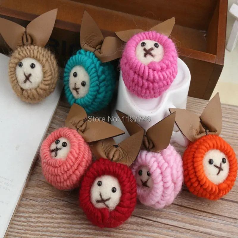 Cute 3D Rabbit With Bow Knot Wool Felt Ball Diy For Rugs Jewelry Home Christmas Decor Handmade Gift Free Shipping 3pcs 75x45m