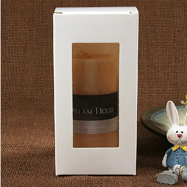 

7*7*14CM White Kraft Boxes With Window Cosmetic Gift Packing Box Essence Bottle Paper Boxes 200pcs\lot Free shipping