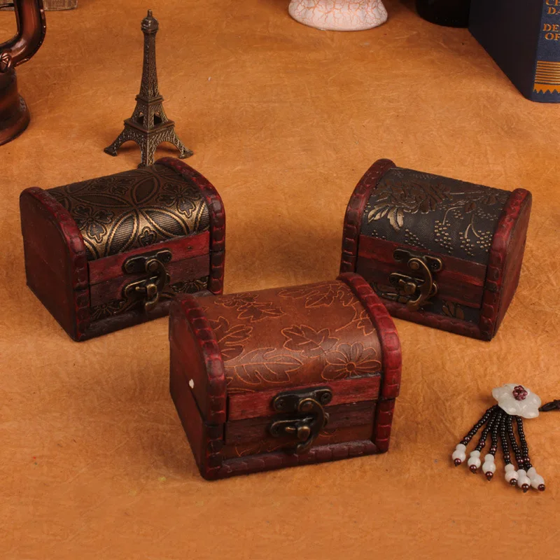 

9cm antique storage box candy box small box retro wooden jewelry box factory wholesale crafts