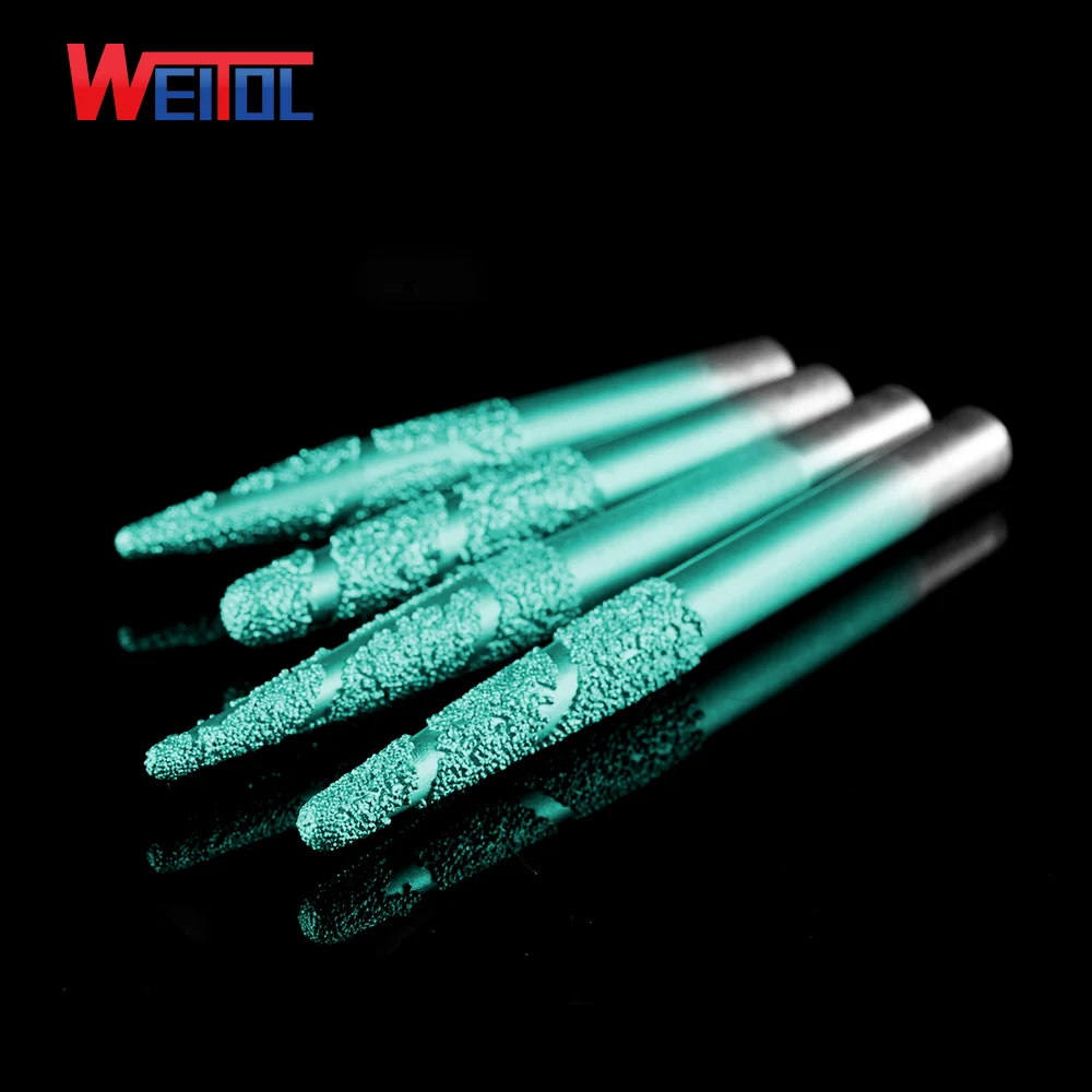 Weitol 6/8/12mm Brazing Stone Engraving Bits Marble Granite Carving Tools CNC Router Bits Taper End Mill