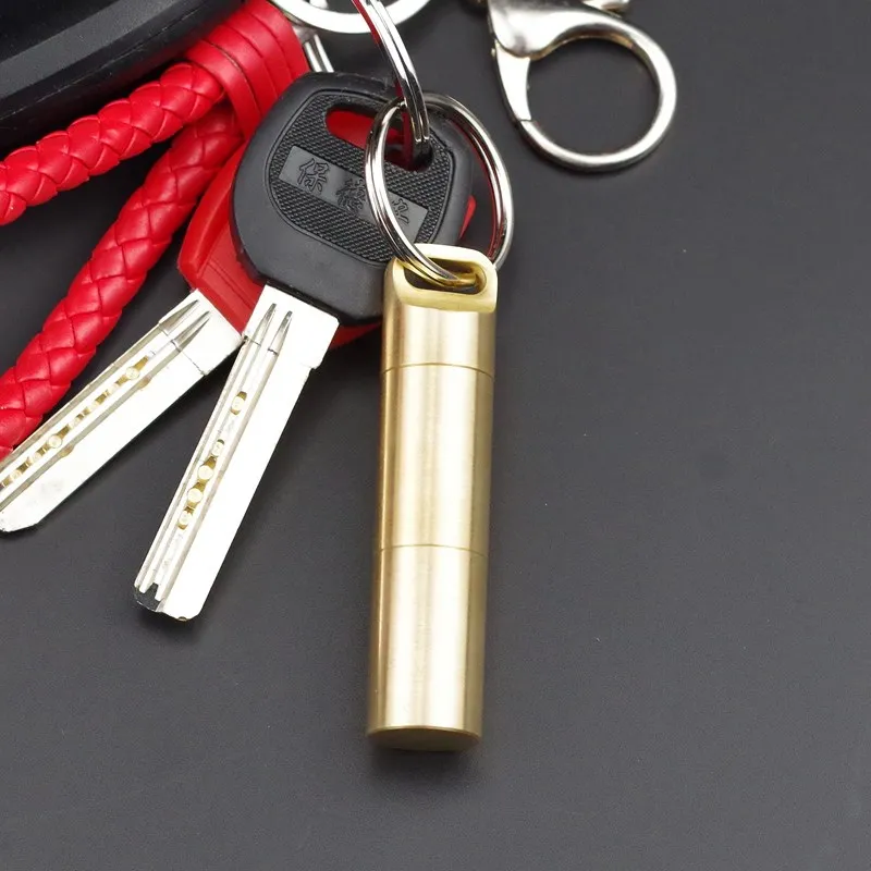 Waterproof Brass Airtight Watertight Storage Container Dry Box Seal Bottle Case Pill Capsule Fob Emergency Medicine Match Holder