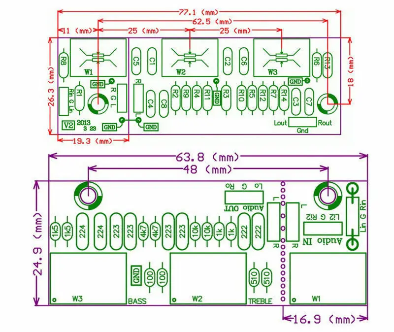 Amplifier Passive Tone Board Bass Treble Volume Control Pre-amplifier Pre-AMP DIY Kits HIFI enthusiast Potentiometer adjustment