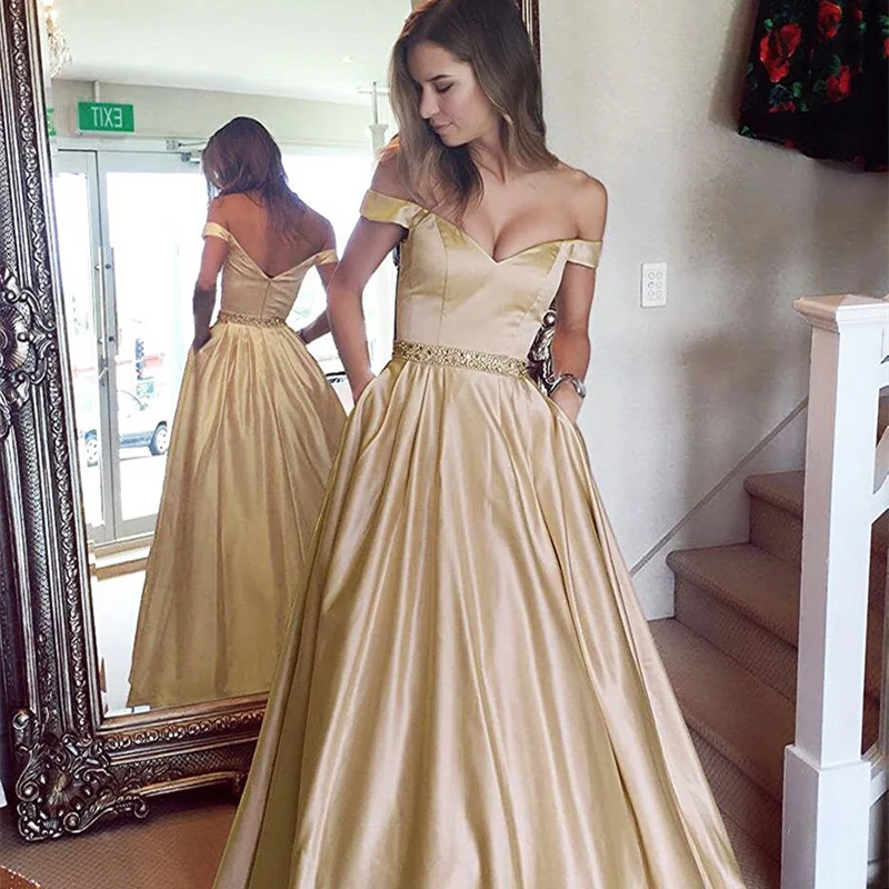 Beauty-Emily 2019 Panjang Panas dari Bahu Gaun Malam Deep V Tanpa Lengan Gaun Pesta Berlian Imitasi Ruched Buka Kembali prom Dress