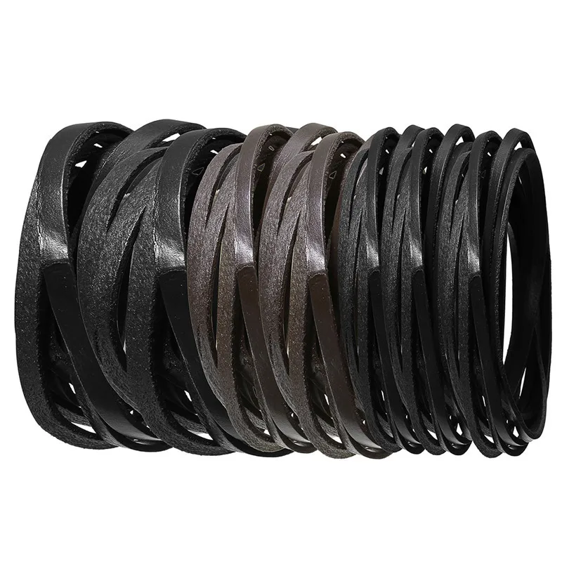 5meters/lot 3mm 5mm 10mm Black/Brown Genuine Leather Cords Flat Leather Cord Rope Thread For Leather Bracelet Jewelry Making