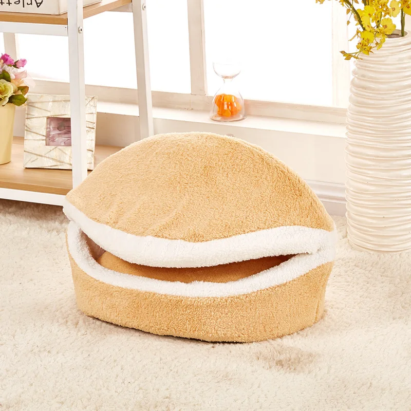 Pet Supplier Dog Cat Bed Hamburger Shape Pet House Windproof Warm In Winter /Autumn New Design Puppy Teddy Round Detachable