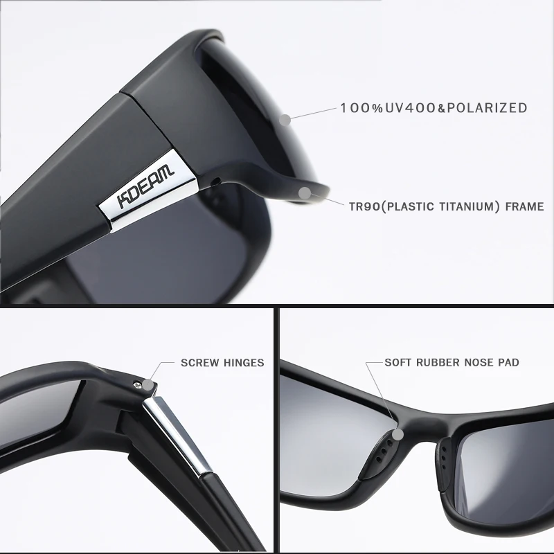 KDEAM High-end Goggles For Men Sports Sunglasses Polarized&UV400 TR90 Unbreakable Frame Anti-reflective Lens Glasses New