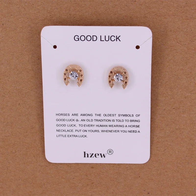 hzew crystal Horseshoe earring cute horse two colors earrings