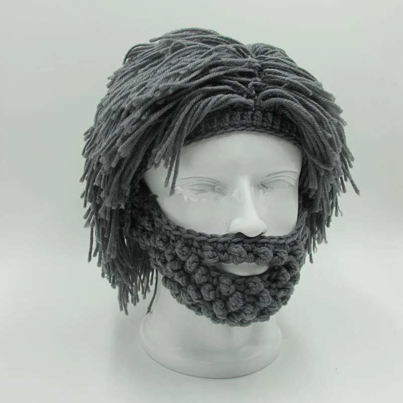 BomHCS Wig Beard Hat Hobo Mad Scientist Rasta Caveman Handmade Winter Knit Warm unisex Cap Gift Funny Party Mask Beanies Kid