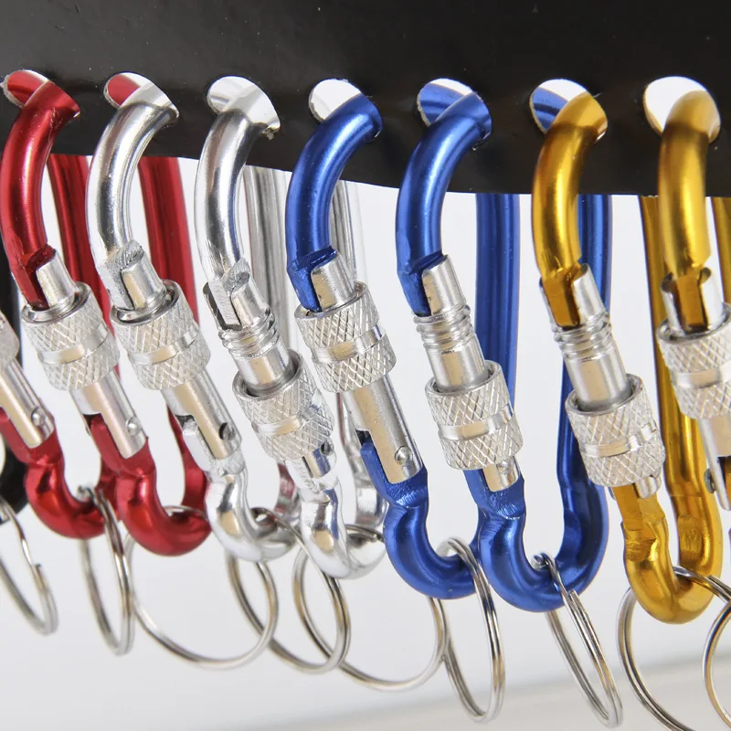 EDC.1991 12PCS Aluminum D-ring Snap Spring Hook Carabiner Lock Clip Keychain Backpack hanging buckle outdoor tools