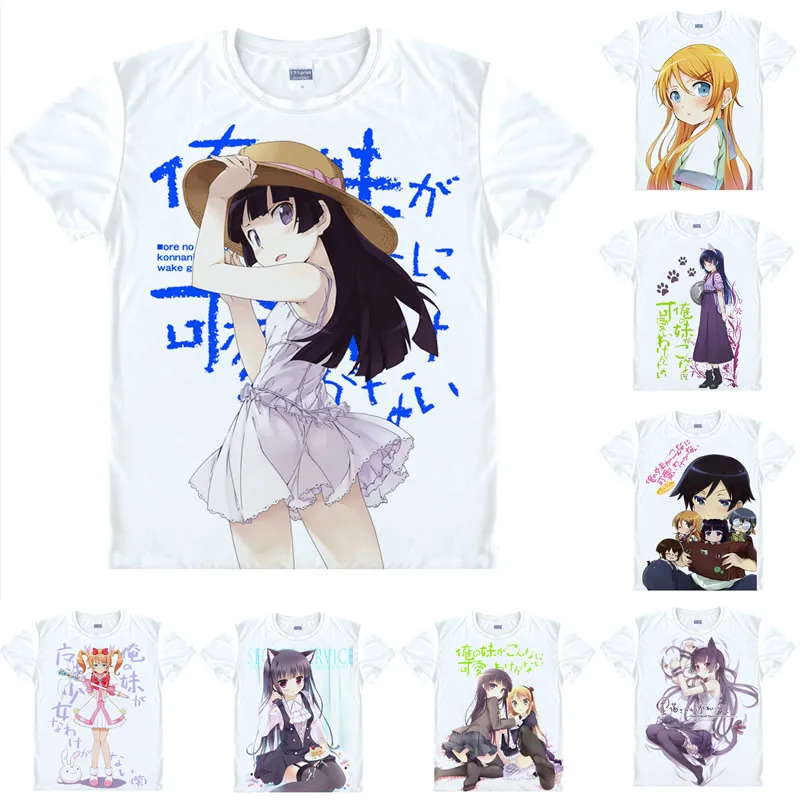 

Рубашка Coolprint из аниме «Oreimo Ore No футболки имото», короткая рубашка для косплея черного кота, киосака, Kyosuke Ruri Kuroneko