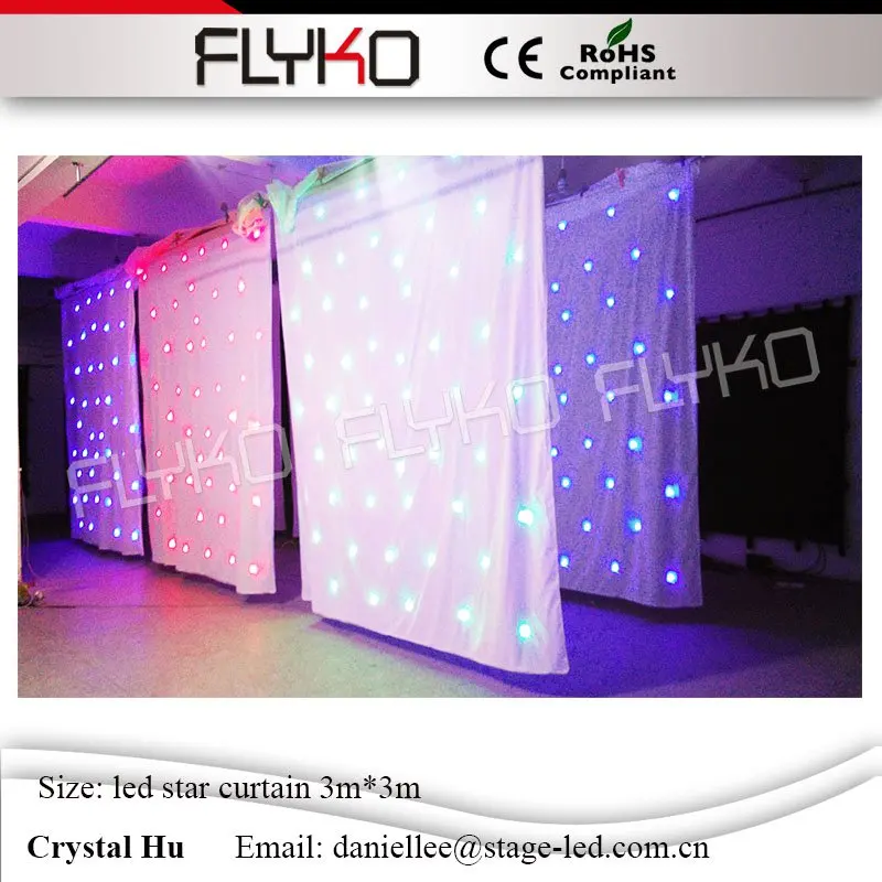 3X3M Indoor LED Effect Light LED star Curtain Cloth for Wedding Birthday Part  Event Celebration Backdrop,Remote Controller