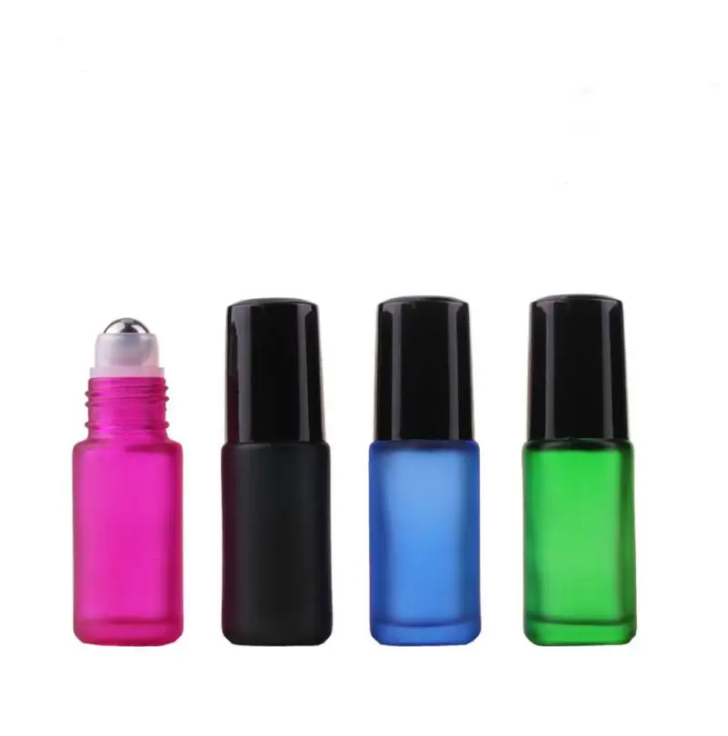 

Refillable Thick 5ml Matte Empty Roll on Glass Essential Oil Bottle With Metal Roller Ball LX1058