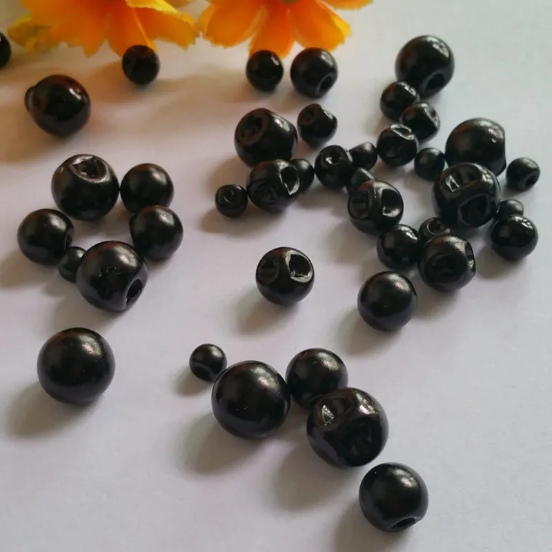 50pcs/lot 6mm, 8mm, 10mm, 12mm pearl button for craft Black round bead pearl buttons, Scrapbooking Supplies button