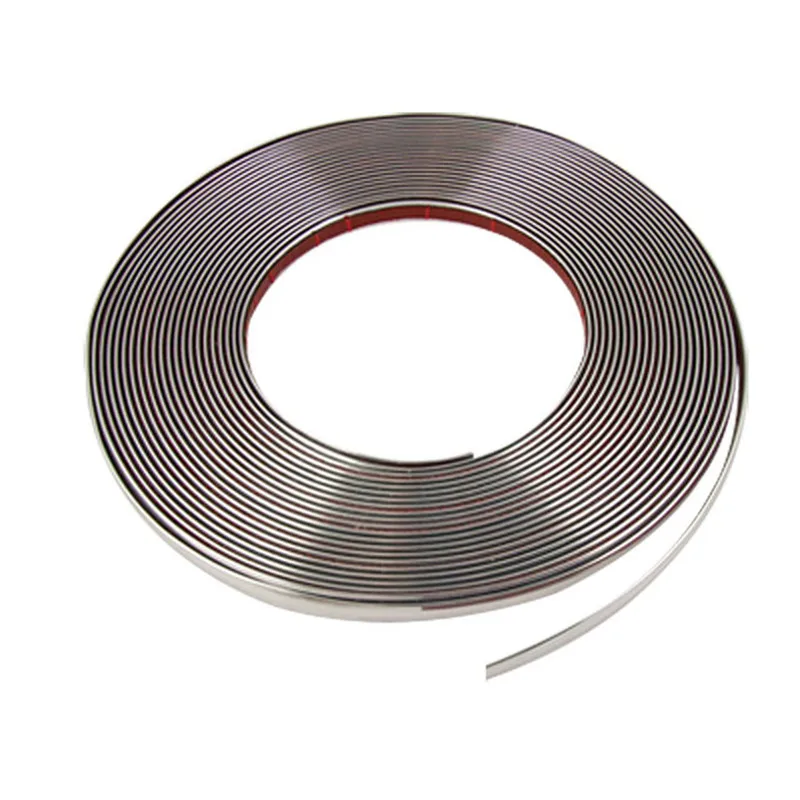 Tira de moldura cromada plateada para coche, pegatina protectora, decoración para rejilla, ventana, parachoques, 6mm, 8mm, 10mm, 12mm, 15mm, 20mm, 30mm