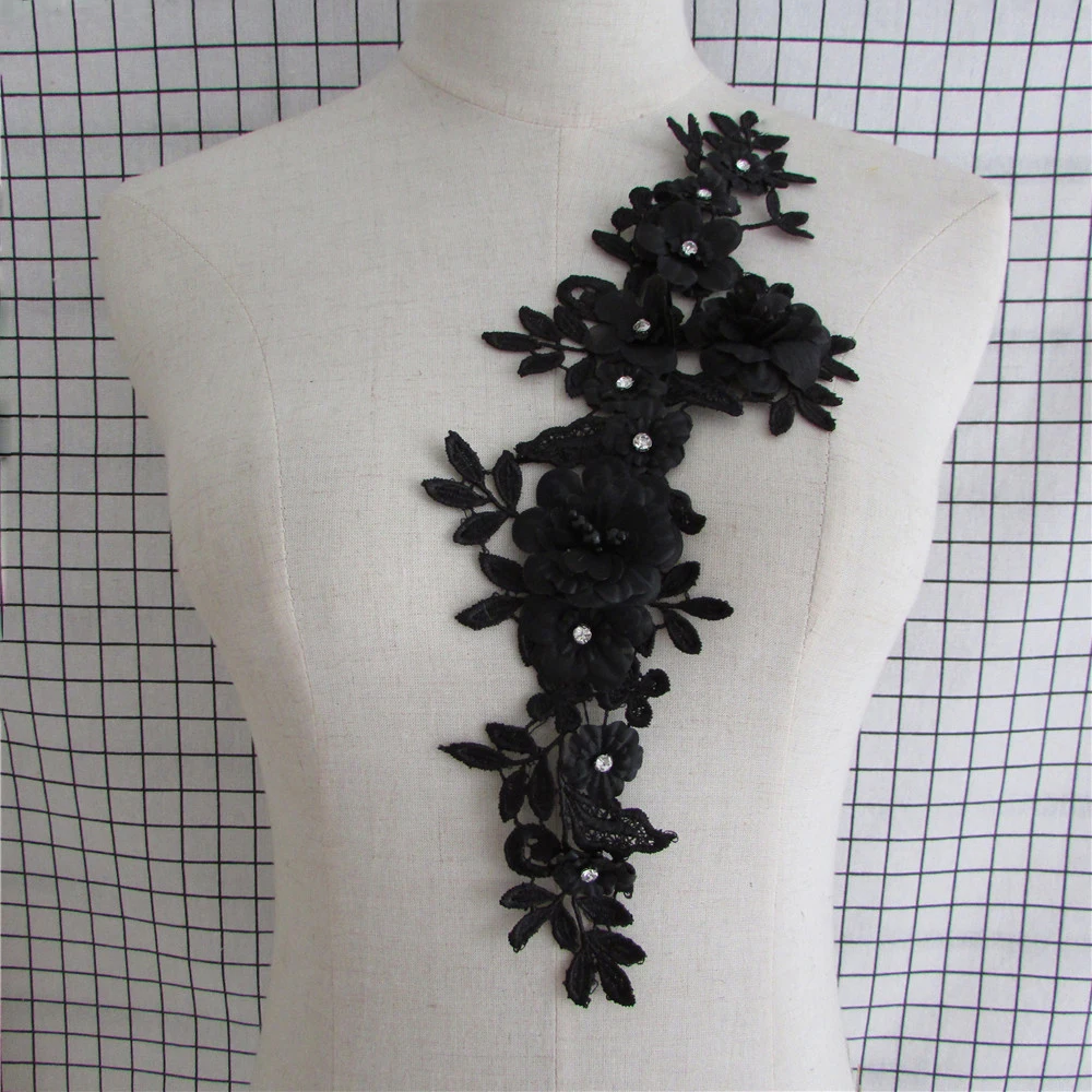 Brand new arrival black applique DIY lace fake collar embroidery craft neckline sewing clothing accessories 1 piece for sale