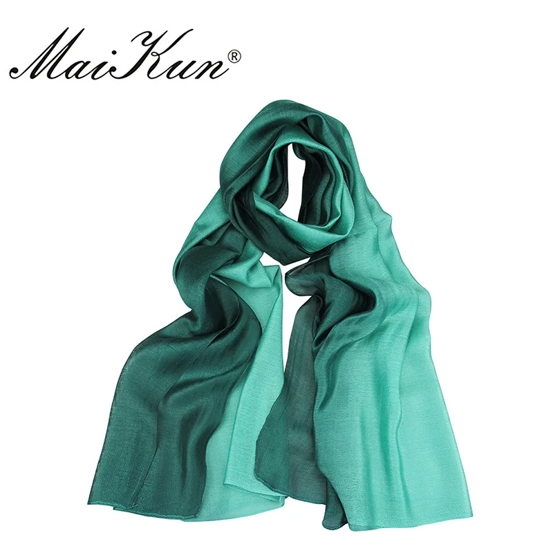Maikun Silk Scarf for Women Blend Gradient Modal Stole Ombre Shawl Warm Bufandas for Female