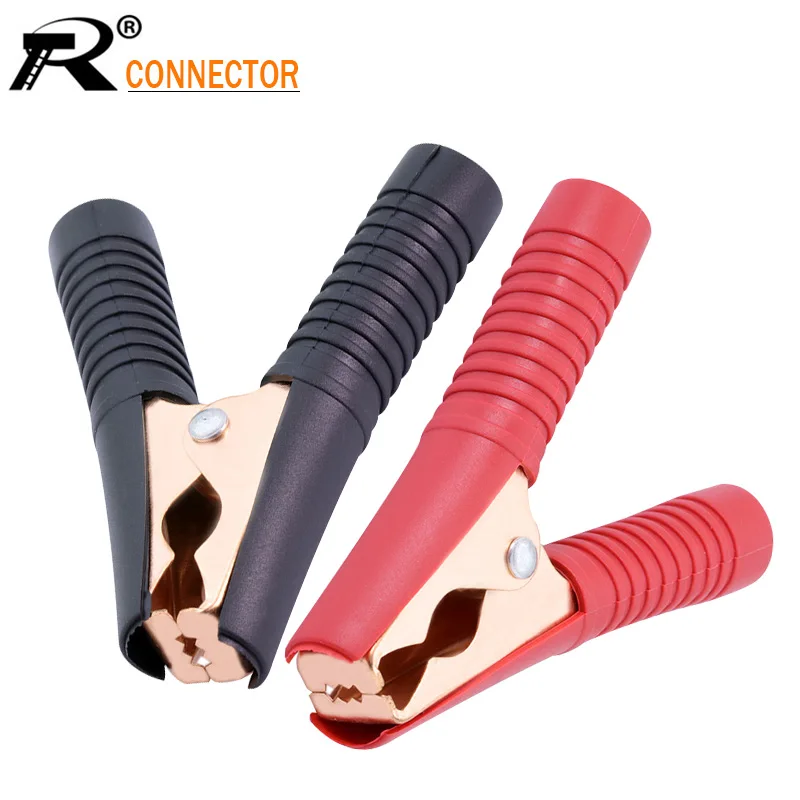 2pcs 100A Car Alligator Clips Battery Clamps Crocodile Clip Red Black Positive Negative 90mm length